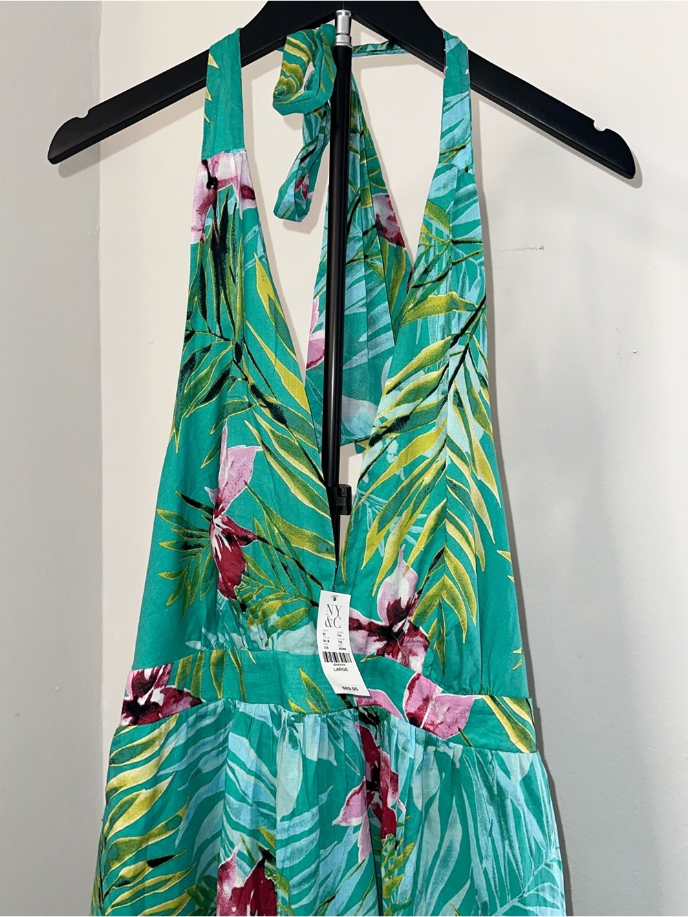 New York & Company Tropical Floral Halter Maxi Dress NWT Large - Picture 5 of 12
